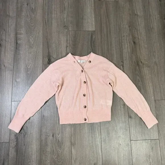 Madewell Alpaca-Blend V-Neck Cardigan WMNS S Pink Button Front NU530 Cropped LS